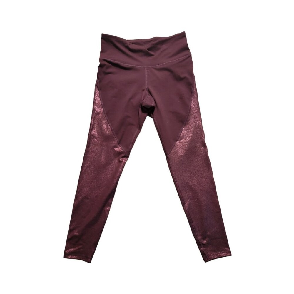 Old Navy Active Womens Maroon Go-Dry High-Waisted Leggings L Polyester/Spandex